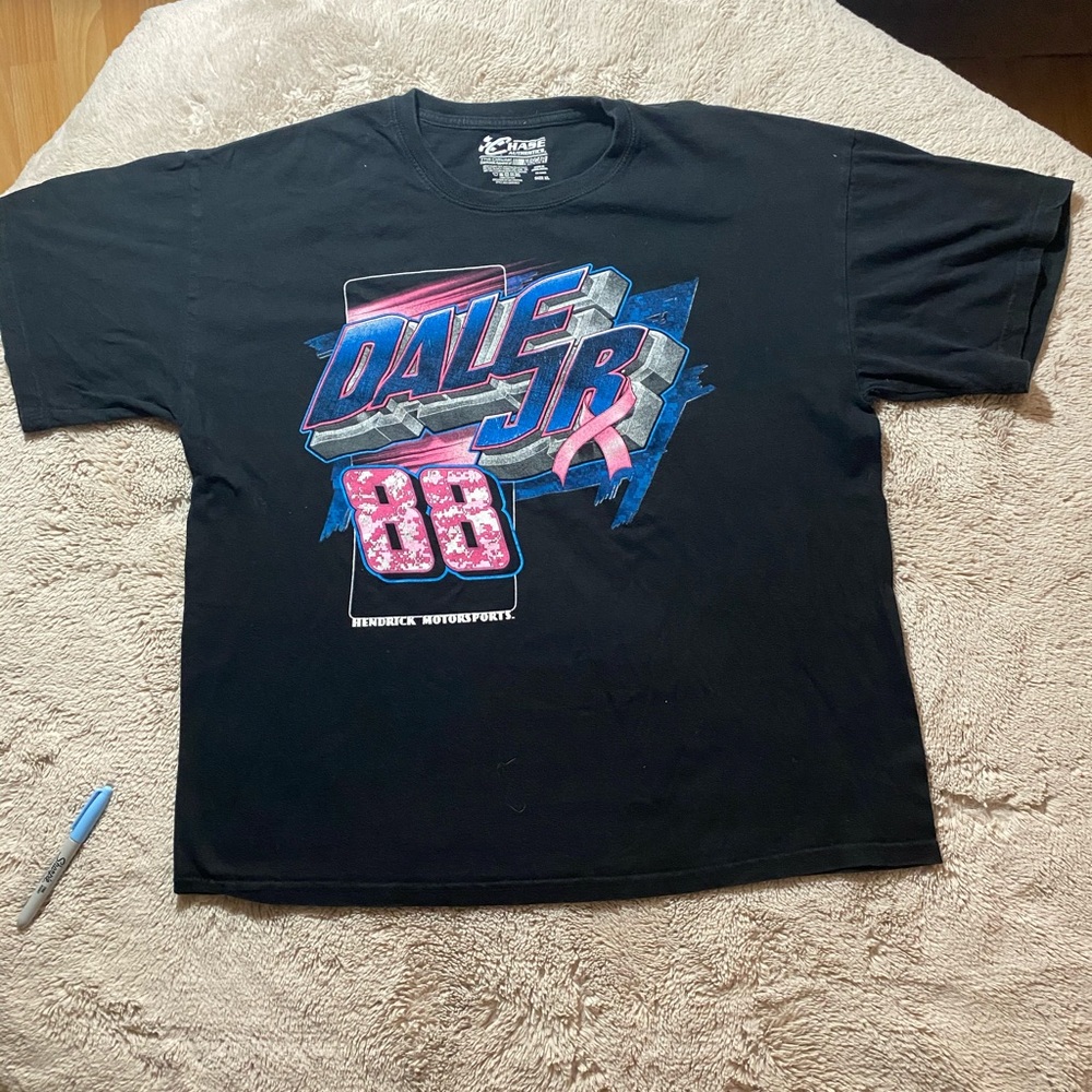 Dale Jr. NASCAR breast cancer black t shirt